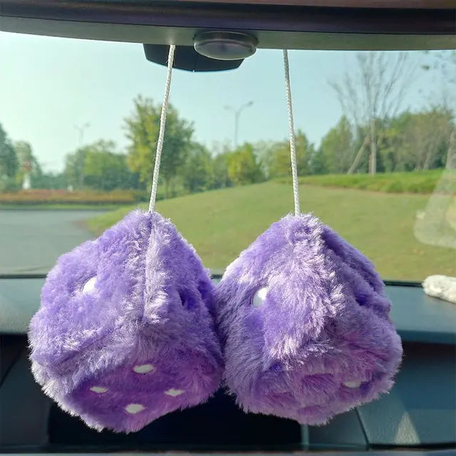 Fuzzy Plush Dice Car Accessory