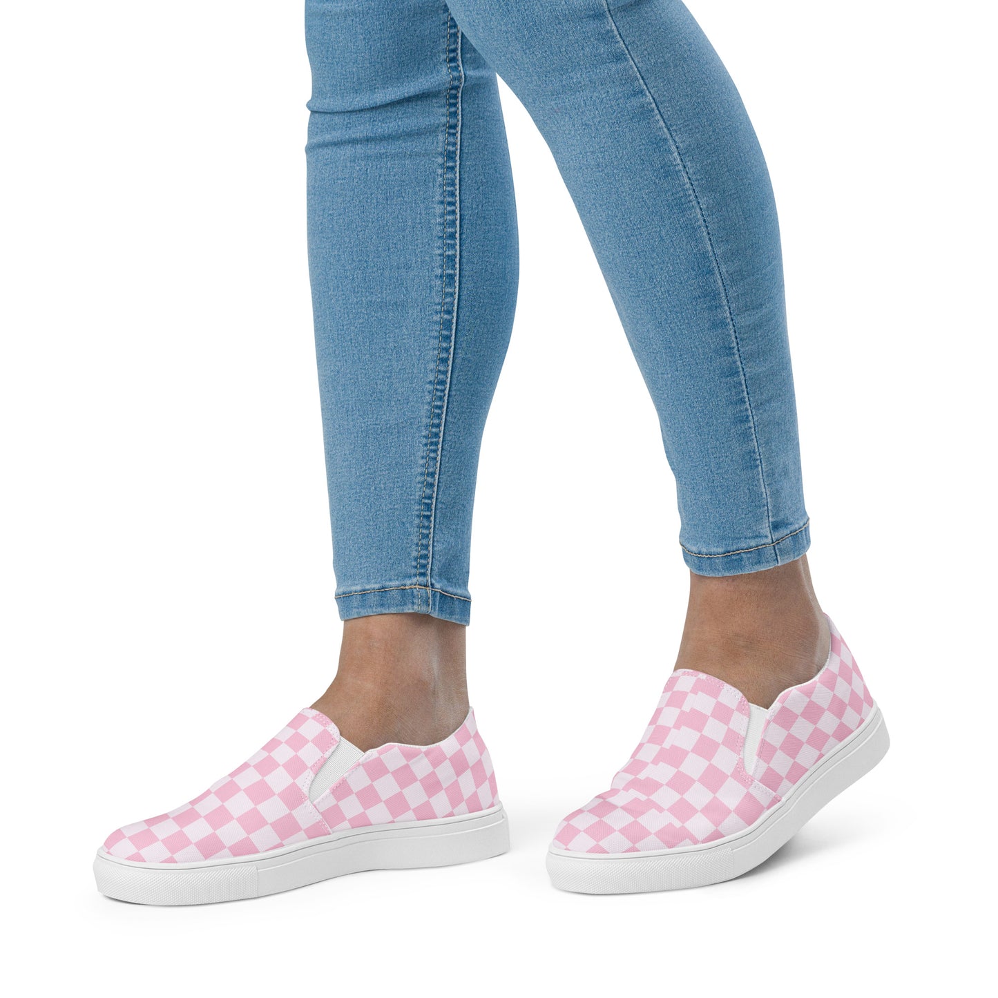 Women’s slip-on canvas shoes Pink Checker