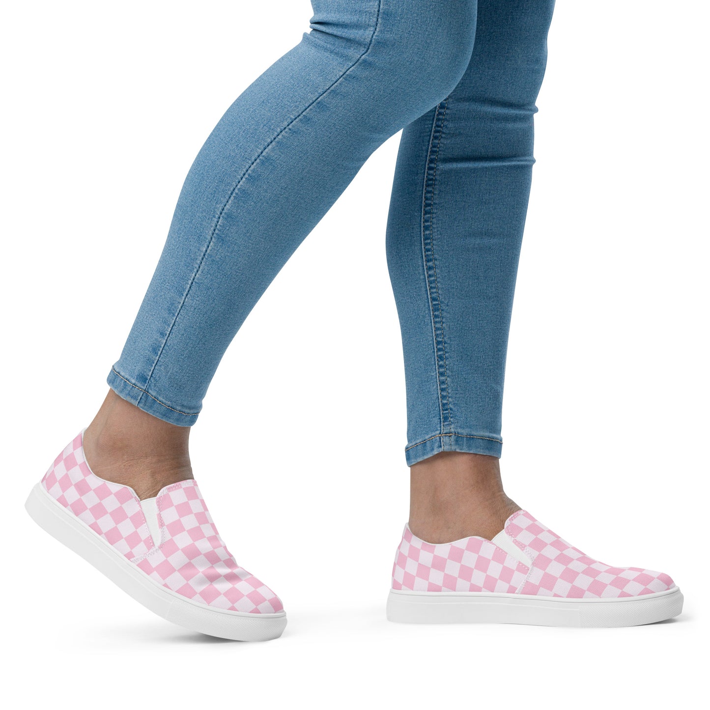 Women’s slip-on canvas shoes Pink Checker